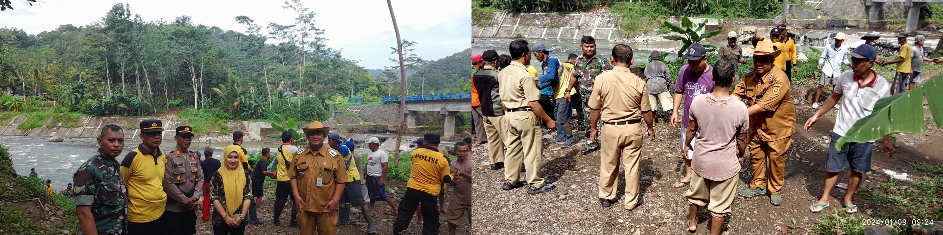 TINJAU LOKASI JEMBATAN AMBROL, CAMAT GEBANG IKUT KERJA BAKTI DENGAN WARGA