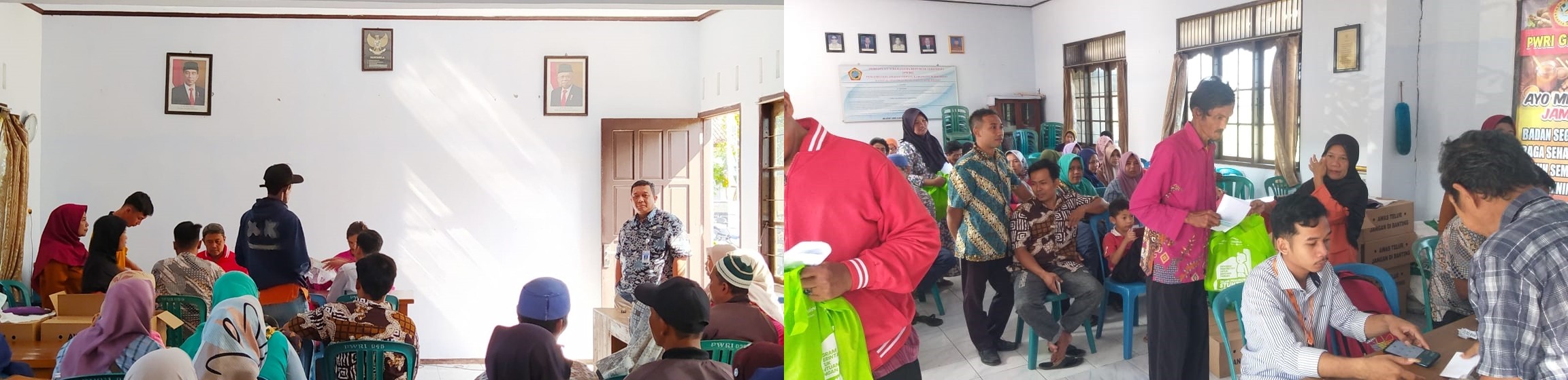 MONITORING PENYALURAN BANTUAN DAGING DAN TELUR UNTUK WARGA GEBANG DI GEDUNG PWRI KECAMATAN GEBANG