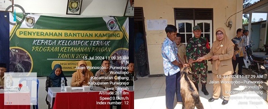 PENYERAHAN BANTUAN KAMBING KEGIATAN PROGRAM KETAHANAN PANGAN DESA WONOTOPO  KECAMATAN GEBANG