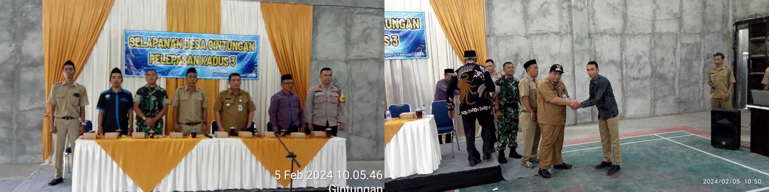 CAMAT GEBANG HADIRI PELEPASAN KADUS 3 DESA GINTUNGAN