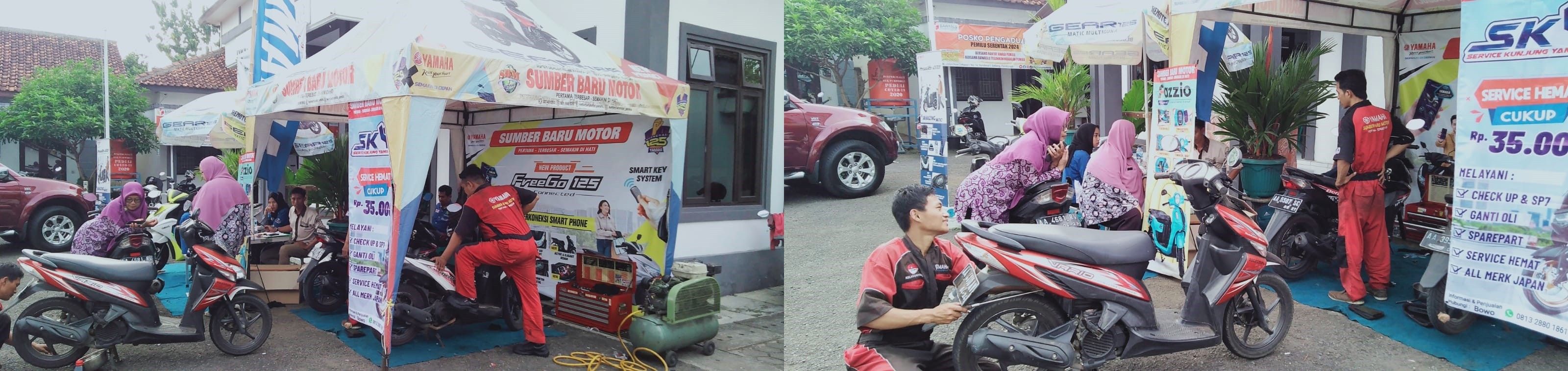 KUNJUNGAN SERVIS DARI YAMAHA SBM PURWOREJO DI HALAMAN KANTOR KECAMATAN GEBANG